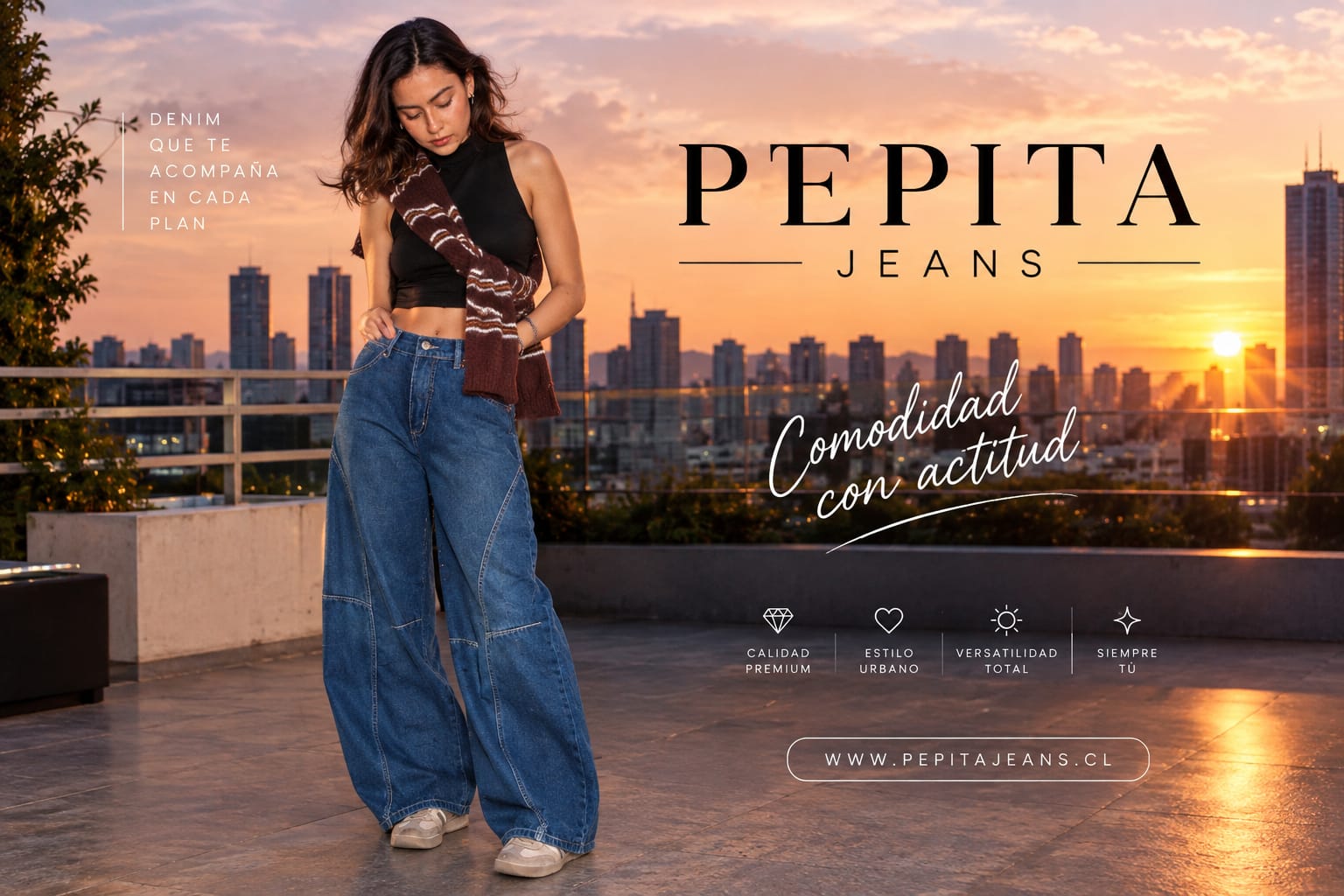 Pepita Jeans al atardecer urbano